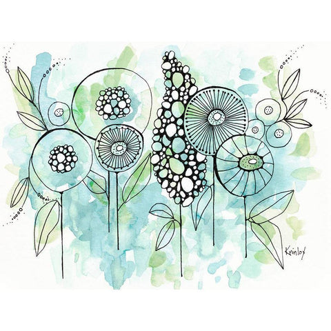Colors of the Meadow Black Modern Wood Framed Art Print with Double Matting by Krinlox