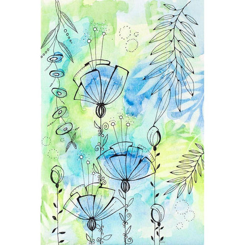 Floral Beauties Above Black Modern Wood Framed Art Print by Krinlox