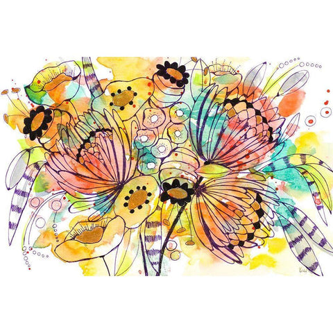 Whimsical Splash White Modern Wood Framed Art Print by Krinlox