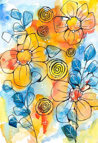 Warm and Cool Summer White Modern Wood Framed Art Print with Double Matting by Krinlox