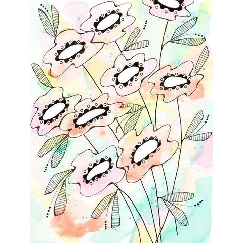 Spring Bouquet White Modern Wood Framed Art Print by Krinlox