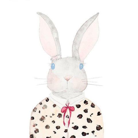 Sweater Rabbit Black Modern Wood Framed Art Print with Double Matting by James, Nola