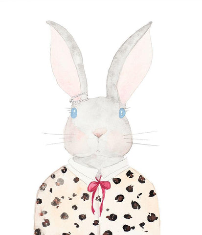 Sweater Rabbit White Modern Wood Framed Art Print with Double Matting by James, Nola