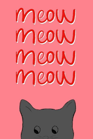 Meow White Modern Wood Framed Art Print with Double Matting by Navas, Emily
