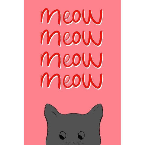 Meow Black Modern Wood Framed Art Print by Navas, Emily