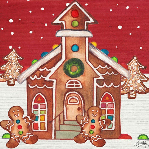 Joyful Gingerbread Village II Black Ornate Wood Framed Art Print with Double Matting by Medley, Elizabeth