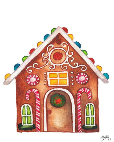 Gingerbread and Candy House I Black Ornate Wood Framed Art Print with Double Matting by Medley, Elizabeth