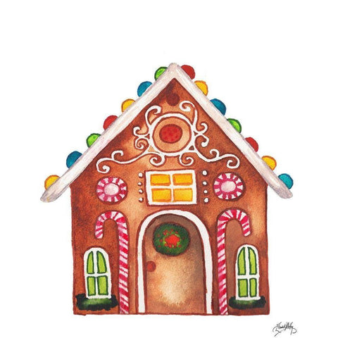 Gingerbread and Candy House I Gold Ornate Wood Framed Art Print with Double Matting by Medley, Elizabeth