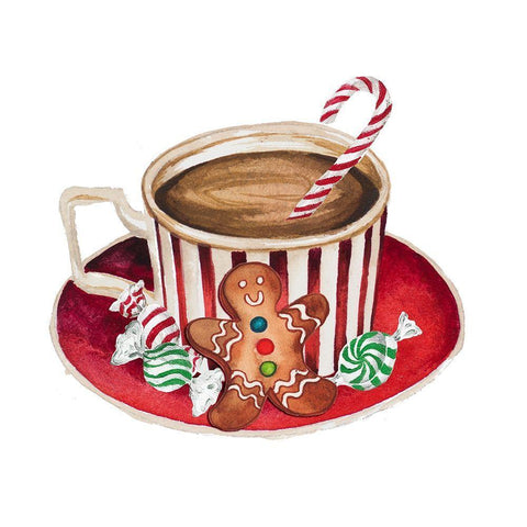 Gingerbread and a Mug Full of Cocoa III White Modern Wood Framed Art Print with Double Matting by Medley, Elizabeth