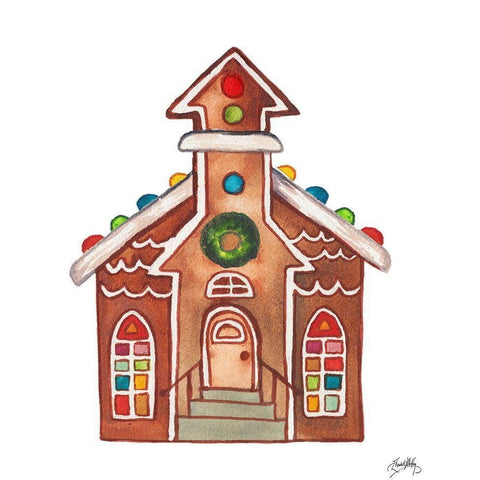 Gingerbread and Candy House II Black Modern Wood Framed Art Print with Double Matting by Medley, Elizabeth