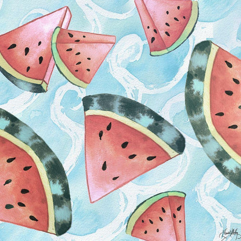 Watermelon White Modern Wood Framed Art Print by Medley, Elizabeth