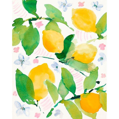 Garden Lemons White Modern Wood Framed Art Print by Loreth, Lanie