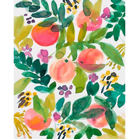 Garden Peaches White Modern Wood Framed Art Print by Loreth, Lanie