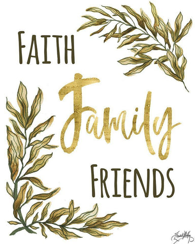 Faith Family Friends Black Ornate Wood Framed Art Print with Double Matting by Medley, Elizabeth