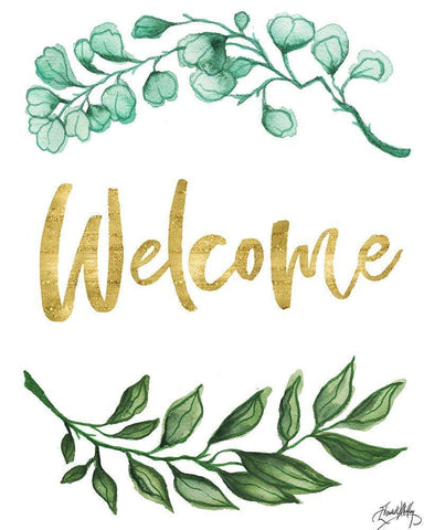 Welcome White Modern Wood Framed Art Print with Double Matting by Medley, Elizabeth