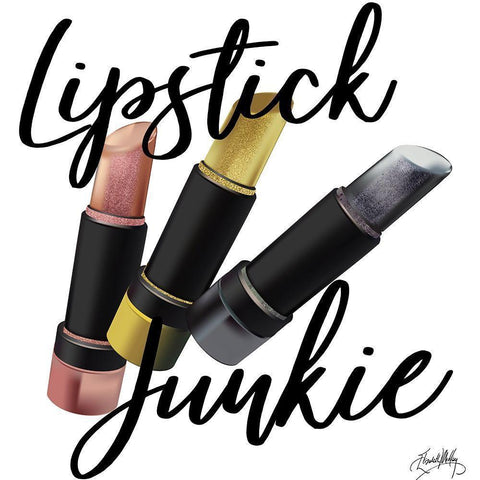 Lipstick Junkie White Modern Wood Framed Art Print by Medley, Elizabeth