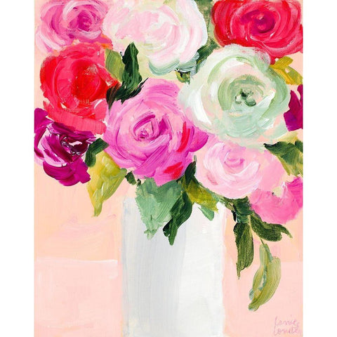 Rosey Bouquet White Modern Wood Framed Art Print by Loreth, Lanie