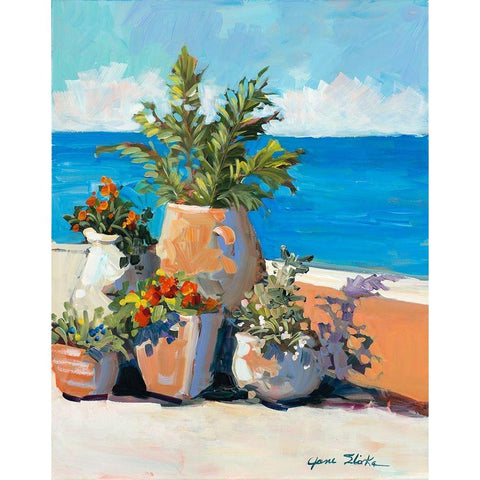 Coastal Greenery Gold Ornate Wood Framed Art Print with Double Matting by Slivka, Jane