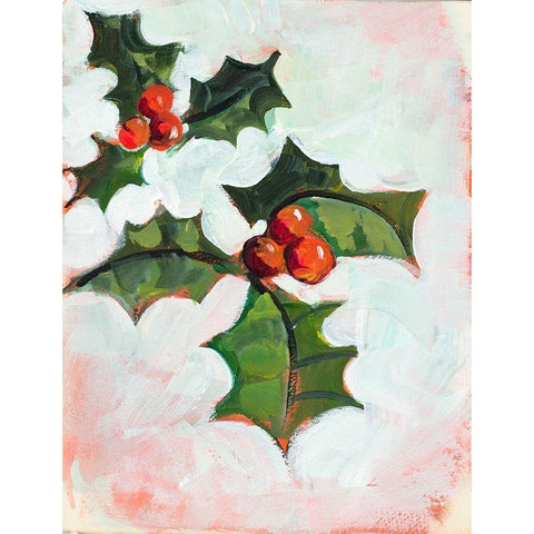 Mistletoe Holiday Black Modern Wood Framed Art Print with Double Matting by Slivka, Jane