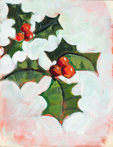 Mistletoe Holiday White Modern Wood Framed Art Print with Double Matting by Slivka, Jane