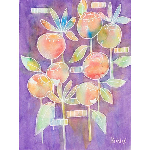 Bubble Blossoms on Violet White Modern Wood Framed Art Print by Krinlox