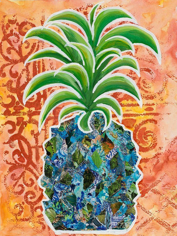 Pineapple Collage I Black Ornate Wood Framed Art Print with Double Matting by Ritter, Gina