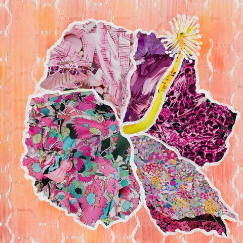 Hibiscus Flower Collage White Modern Wood Framed Art Print by Ritter, Gina