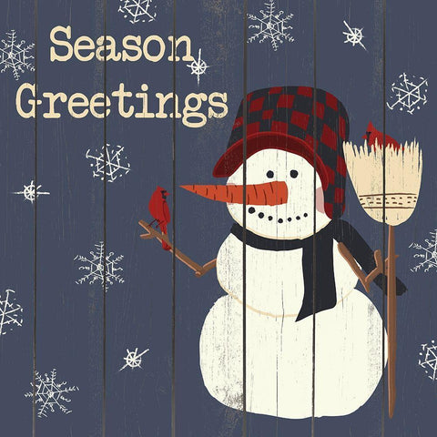 Cardinals And Snowmen II Black Modern Wood Framed Art Print by SD Graphics Studio