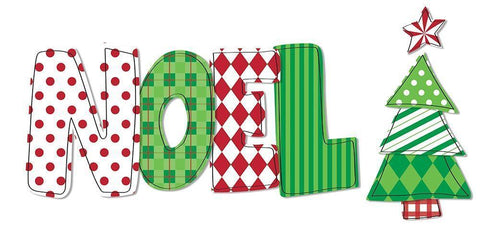 Christmas Wrapped Noel II White Modern Wood Framed Art Print with Double Matting by SD Graphics Studio