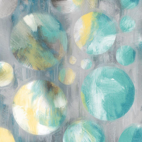 Teal Bubbly Abstract Black Modern Wood Framed Art Print by Meneely, Dan