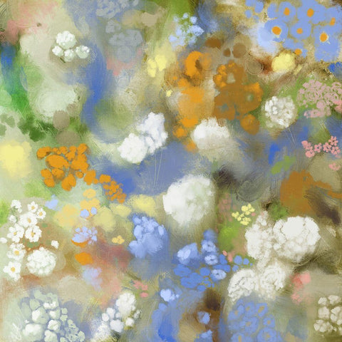 Flower Impression II White Modern Wood Framed Art Print with Double Matting by Meneely, Dan
