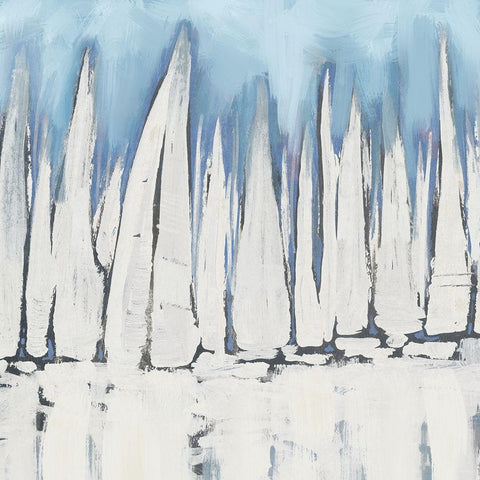 White Sailboat Crowd II White Modern Wood Framed Art Print by Meneely, Dan