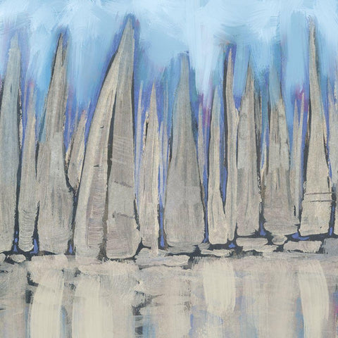 Sailboat Crowd II White Modern Wood Framed Art Print with Double Matting by Meneely, Dan