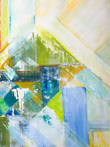 Summerview Abstract II White Modern Wood Framed Art Print with Double Matting by Diannart