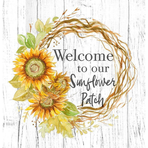 Welcome To Our Sunflower Patch Gold Ornate Wood Framed Art Print with Double Matting by Pinto, Patricia