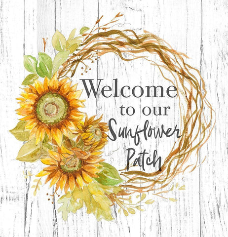 Welcome To Our Sunflower Patch Black Ornate Wood Framed Art Print with Double Matting by Pinto, Patricia