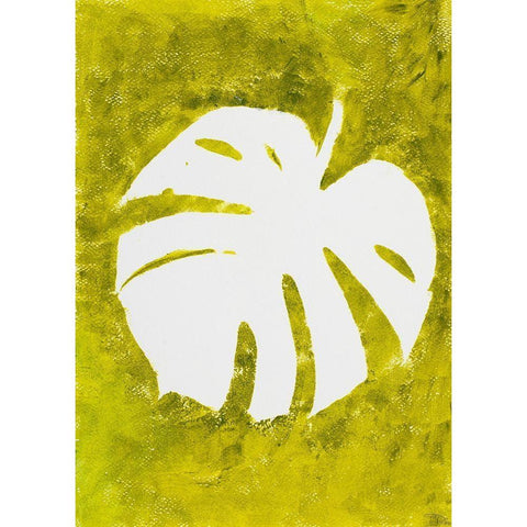 Tropical Leaf Stamp White White Modern Wood Framed Art Print by Pinto, Patricia