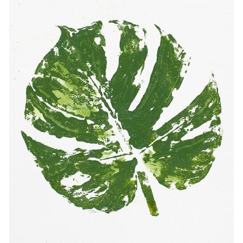 Tropical Leaf Stamp Gold Ornate Wood Framed Art Print with Double Matting by Pinto, Patricia