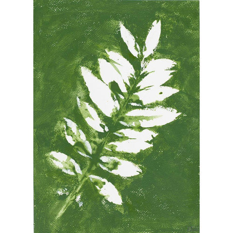 Tropical Leaf Branch Stamp White Black Modern Wood Framed Art Print with Double Matting by Pinto, Patricia