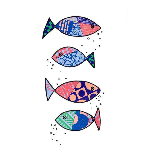 Tropical Fish Collage I Black Modern Wood Framed Art Print with Double Matting by Pinto, Patricia