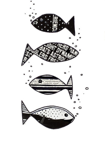 Tropical Fish Collage II Black Ornate Wood Framed Art Print with Double Matting by Pinto, Patricia