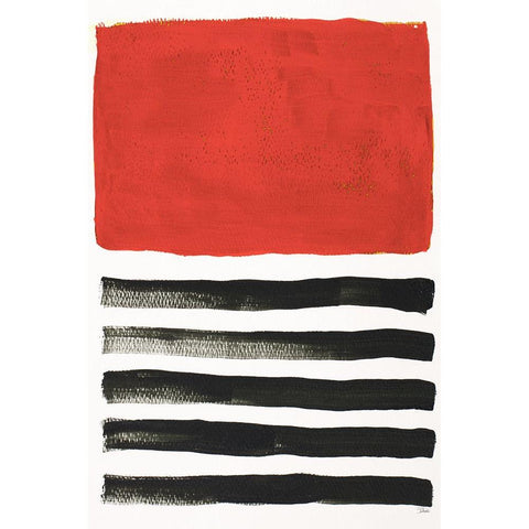 Red Jungle Time Black Modern Wood Framed Art Print by Pinto, Patricia