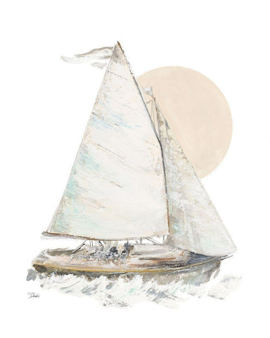 Quiet Sailboat White Modern Wood Framed Art Print with Double Matting by Pinto, Patricia