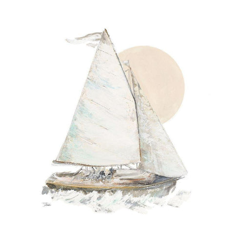 Quiet Sailboat Black Modern Wood Framed Art Print by Pinto, Patricia