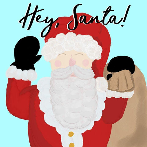 Hey Santa Black Modern Wood Framed Art Print with Double Matting by Wilson, Kali