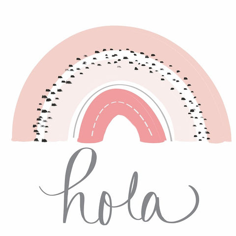 Hola Rainbow White Modern Wood Framed Art Print with Double Matting by Navas, Emily