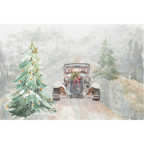 Old Time Road at Christmas Black Modern Wood Framed Art Print by Pinto, Patricia