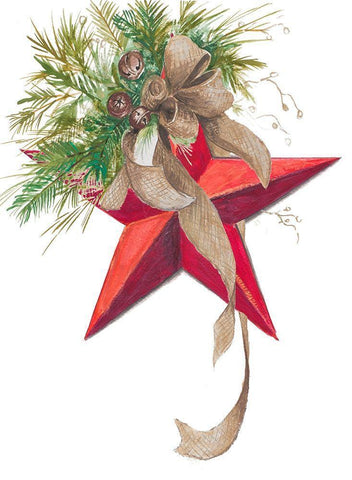 Christmas Star Black Ornate Wood Framed Art Print with Double Matting by Pinto, Patricia