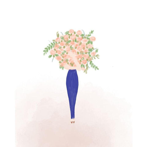 Flower Gal White Modern Wood Framed Art Print by Quach, Anna