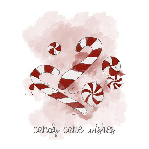 Candy Cane Wishes Black Modern Wood Framed Art Print with Double Matting by Quach, Anna